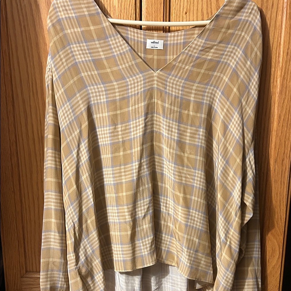 Wilfred Mustard and Cream Plaid V-Neck Tunic - Picture 1 of 5